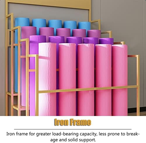 Lzmzmq Carrinho de armazenamento de tapete comercial de ioga com rodízios, rolos de espuma de 3/4 Pilates Mats Stand Stand Piso em