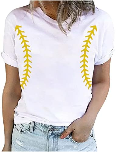 Casual Crew pescoço tampos de manga curta para mulheres Baseball de verão t camisetas