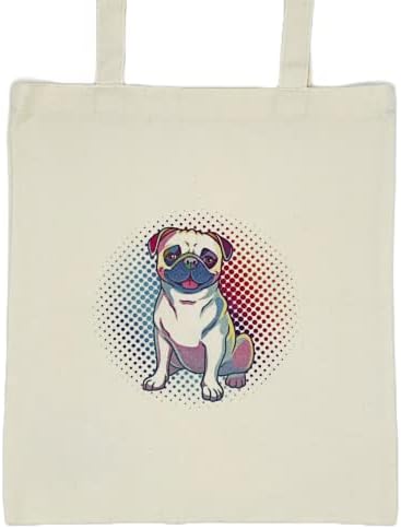 Princess Pippa's Place Reutilable Canvas Shopping Bag com logotipo de pug colorido fofo