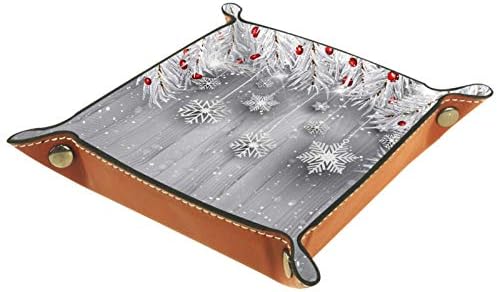 Lyetny pendurada flocos de neve com prata Caixa de armazenamento da árvore de areia de Natal prata Caddy Bandes de desktop Caddy Alterar carteira de carteira de caixa de moeda de caixa de armazenamento de bandeja, 20.5x20.5cm