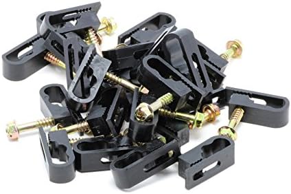 Os clipes de cabo coaxial coaxial Cimple Co -Dual, Twin ou Siamese, Cat6, clipe de cabo elétrico, 1/2 em clipe de parafuso e fixador, preto