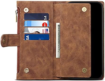 Caixa de carteira de flip -flip de telefone compatível com iPhone 7 Plus/8 Plus, estojo com zíper com slot de suporte para cartão