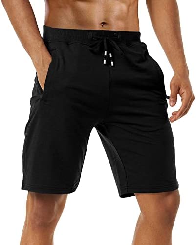 Boyzn Men's 2 pack shorts atléticos de algodão confortável shorts de treino elástico de corrida com bolsos com zíper
