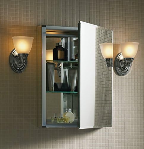 Kohler CLC Flit, armário de remédios únicos com porta espelhada, altura de 20 ”de largura x 26”, alumínio, sem moldura com
