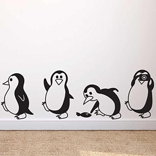 CANIGHT Kids Room Decoração Penguin Dining Wall Cartoon Berçário adesivo adesivo Removível quarto de porta de porta pequeno
