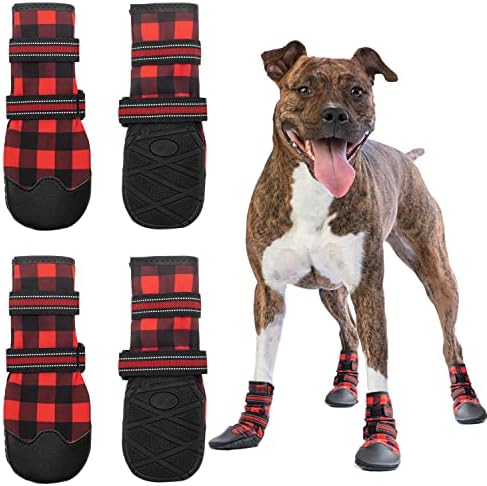 Sapatos de cachorro da mosca para cães grandes médios, botas de cães ao ar livre de chuva/neve de chuva/neve à prova