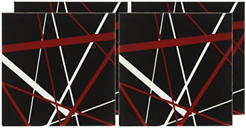 3drose vermelho e branco listras em fundo preto - montanhas -russas de azulejos de cerâmica, conjunto de 4