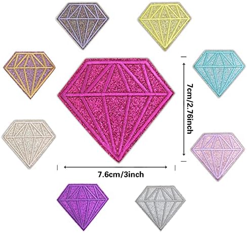 Nicime 9pcs colorido strass em manchas de diamante, fértil/costurar em remendos de apliques de bordados, decoração de manchas