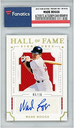 Wade Boggs Boston Red Sox autografou 2019 Panini National Treasures Hall of Fame #HOFWB Card - Edição limitada #6 de 10 - Cartões autografados de Baseball Slabbed