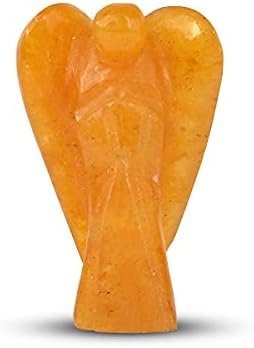 Aadhya bem -estar anjo anjo citrino anjo natural anjo de pedra tamanho 1 polegada de cura natural Cristal Reiki Chakra Stone Cryval Angel Angel Reiki Stone Angel