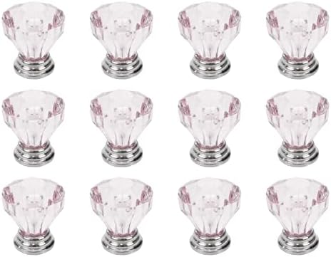 Utalind 12 pcs 24mm Mutões de cristal transparentes de vidro botões de diamante com parafusos para gavetas Cabinet Cleaster
