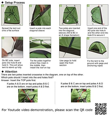 Barraca de mochila noturna para uma tenda de caminhada de acampamento à prova d'água leve para adultos para adultos