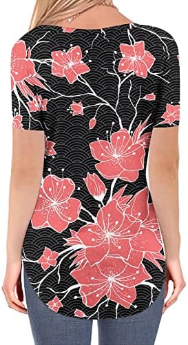 Camiseta feminina Tops feminino primavera Summer Summer Flor estampada Manga curta o pescoço camiseta top feminino