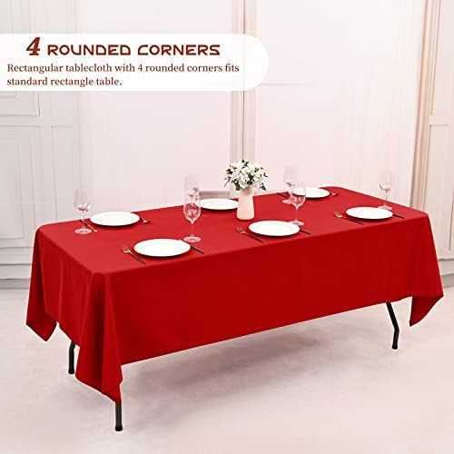 Mostra de 4 pacote de mesa vermelha toalha de mesa de 60 x 102 polegadas, toalha de mesa de retângulo para mesa de tabela de poliéster lavável de 6 pés, manchas e rugas para festas de buffet de mesa de jantar e camping