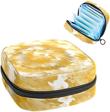 Bolsa de armazenamento de guardanapos sanitários de Oryuekan, bolsas de zíper menstrual reutilizável portátil, bolsa de armazenamento de tampões para mulheres meninas, amarelo branco abstrato camuflado moderno