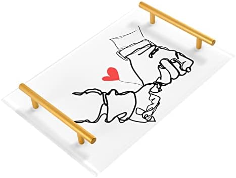 Bandeja de banheiro de acrílico de Dallonan, amor retangular e corações do dia dos namorados bandejas decorativas com alças