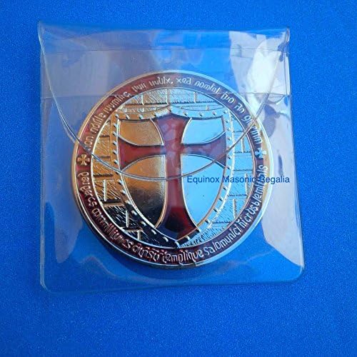 Equinox Sr. Cavaleiros comemorativos Templar Cross Masonic Coin esmalte o esmalte vermelho com estojo