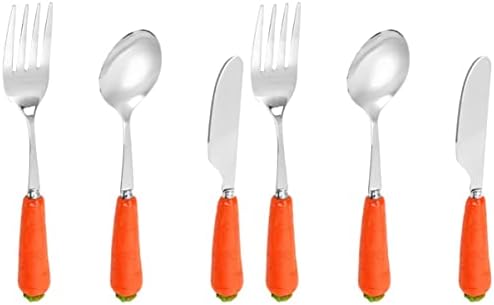 Aboofan Baby Spoons Baby Spoons Baby Spoons Baby Spoons 6 PCs Aço inoxidável Farquela fofa de metal Dinner Forks Children