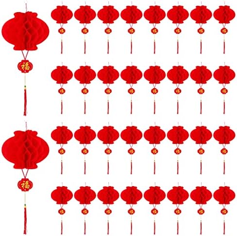 Cieovo 60 peças 10 polegadas de papel vermelho chinês lanternas, lanternas de papel de papel chinês Lanternas para o ano