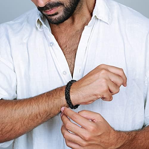 Murtoo “grilhas de liberdade” Bracelets para homens, pulseiras de couro trançadas com correntes pretas e fecho magnético