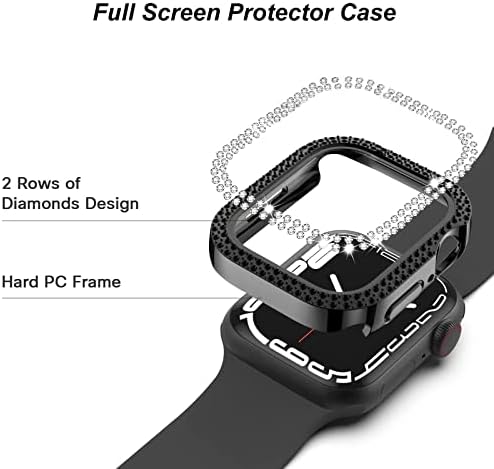 ISENXI Compatível com Apple Watch Case 44mm Series SE 6 5 4 ， PC Bumper duro, moldura de glitter de Crystal Diamond, sem tela de filme ， para Iwatch Acessórios 6pack