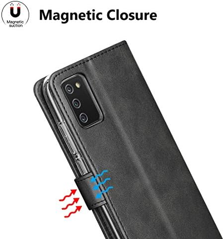 Cresee Compatível com a capa Samsung Galaxy A02S, capa de fólio de fólio da carteira de couro PU [slots de 3 cartas 1 bolso de dinheiro] [fechamento magnético] [Stand Kickstand] Caixa de telefone à prova de choque para Galaxy A02s, Black