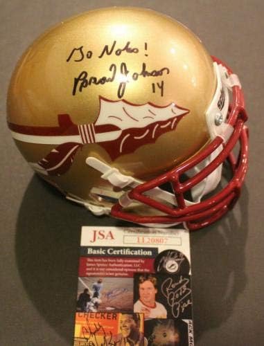 Brad Johnson assinou o Mini Capacete de Futebol do Estado da Flórida com JSA CoA LL20807 - Capacetes NFL autografados