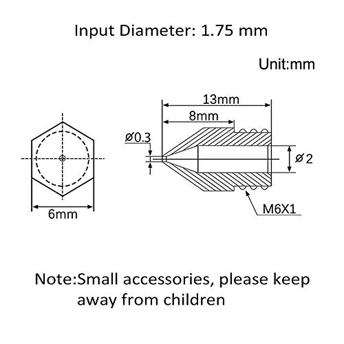 AOKIN 8 PCS 0,3mm MK8 BOCKLES DE IMPRESSORA 3D BOCKLES PARA CREALIDADE ENDER 3/3 Pro/3 V2, Ender 5/5 Pro, CR-10/10s, Makerbot,