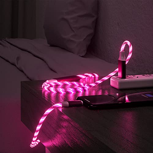 OPLIGEVO 3 em 1 Cabo de carregamento Light Up Up Fast Charger Multi Cable LED LED LIGHTING CABELO DE CABELO DE CABELO DE CABELO DURÍVEL DURÍCIL TPE CABO DO IPHONE, TIPO C E MICRO USB vermelho 3,9f