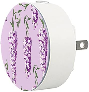 2 Pacote de plug-in Nightlight LED Night Light com Dusk-to-Dawn para o quarto de crianças, berçário, cozinha, Flor roxa do corredor