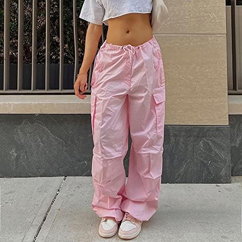 Calça de carga Niantie para mulheres soltas de cintura alta calça tática de rua com bolsos calças de moda