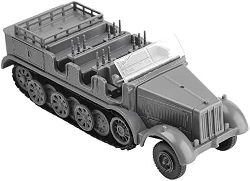 NATEFIMIN PLÁSTICO 1:72 Escala da Segunda Guerra Mundial SD.KFZ.7 Modelo de simulação de veículo 4D de meia trilha Modelo de veículo