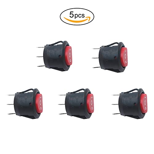 5pcs vermelho 3 pinos On-off-on-on-on-of-on Spdt Snap Rocker Switch 6A/125V 10a/250V Round Toggle Switch