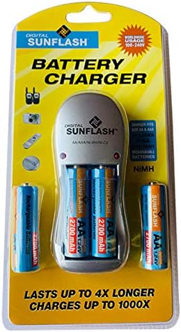 2PK Charger de bateria AA e AAA recarregável com 4 baterias recarregáveis ​​AA NIMH