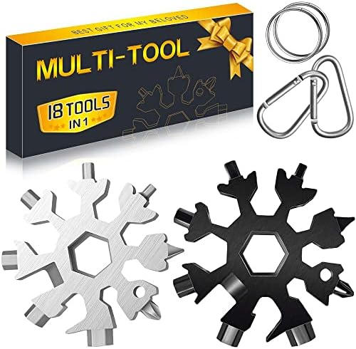 Stufas de estoque para homens, 18 em 1 Snowflake multitool, 2 pacote de Natal Presentes do pai, gadgets legais Mão de várias ferramentas ao ar livre de acampamento portátil abridor de garrafas de garrafa de fenda de fenda