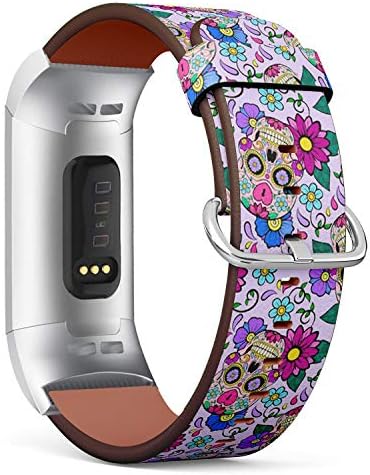 Compatível com Fitbit Charge 4 / Carga 3 / Carga 3 SE - Pulseira de pulseira de pulseira de relógio de couro com adaptadores