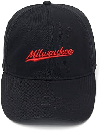 Caps de beisebol masculino Milwaukee City - com chapéu de algodão lavado com papai bordado