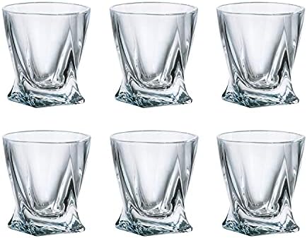 Presentes mundiais Cristalite Quadro Collection Modern Crystal Handding Decorativa Conjunto - 1,7 oz de óculos de tequila, conjunto