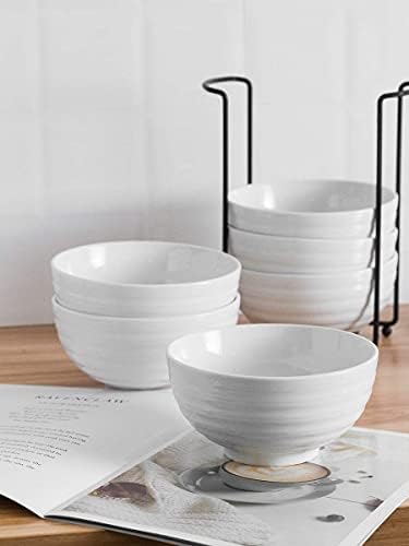 Luuchuh Stackabel Bowl Conjunto de sopa de porcelana Bowls de 28 onças de capa de cereal com uma tigela grande salada