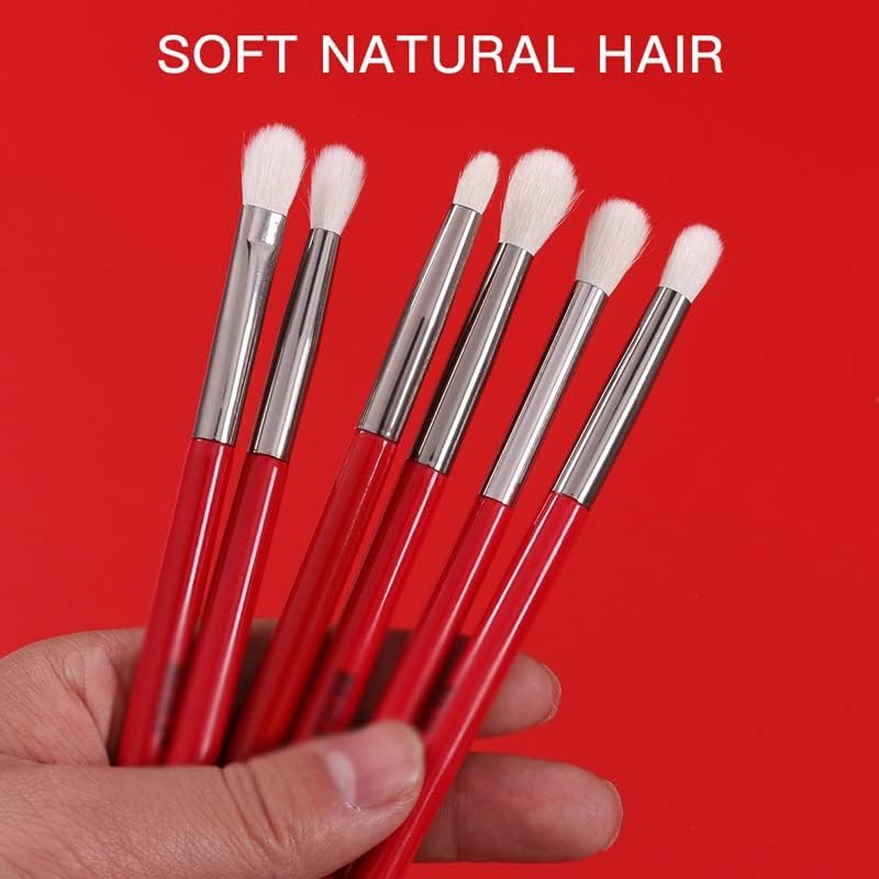 Escovas de maquiagem de olhos vermelhos grossos Definir uma ferramenta profissional de malha de cabelo de cabelo natural Bush Bush Bush -marcador Kit de maquiagem