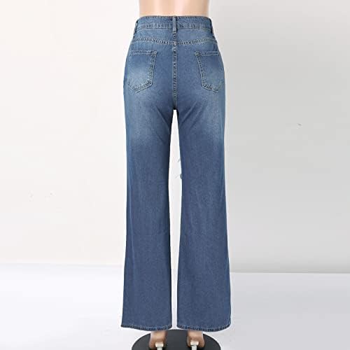 Calça de flare para mulheres jean de cintura alta calça de jeans Baggy PLUS TAMANHA TRUSHERSY MULHERES MULHERES SOLID