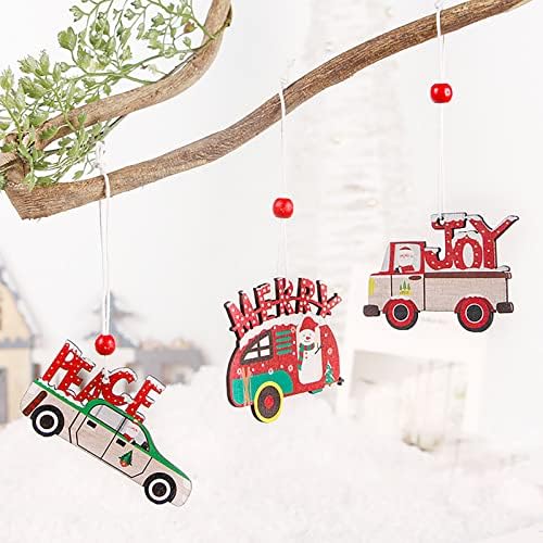 Garland laços para 3pcs Decorações de natal Decoração de carros de madeira Decoração de árvore de Natal Diy Ornamentos de vitral