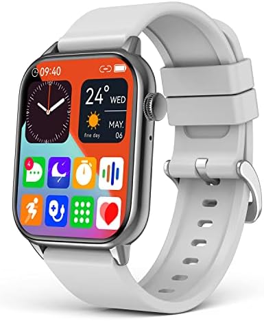 Relógio inteligente egqinr, rastreador de fitness de 1,68 smartwatch para iPhone Android com o pedômetro do monitor de sono com pressão arterial, relógios inteligentes à prova d'água IP67 para homens cinza