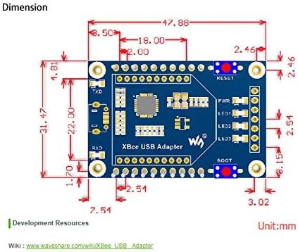 WaveShare XBee Adaptador USB placa de comunicação UART XBEE Interface USB Botões/LEDs a bordo para facilitar testes, programas/configurar o módulo XBee