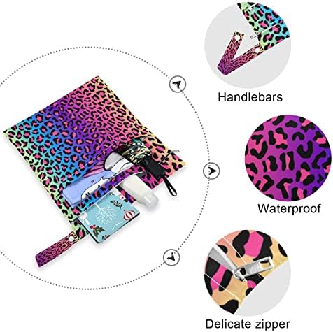 Kigai Leopard colorido bolsa molhada à prova d'água para fraldas de pano lavável sacos seco reutilizáveis ​​com 2 bolsos