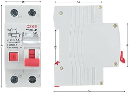 EZZON 230V 50/60 Hz RCBO MCB 30MA Breaker de corrente residual com proteção contra corrente e vazamento 6/10/16/20/2010/32/40A