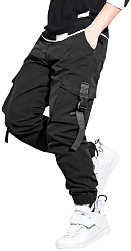 Calça de moletom de carga para homens jogador calça sólida homens calças de calça casual cintura elástica com bolsos coloridos