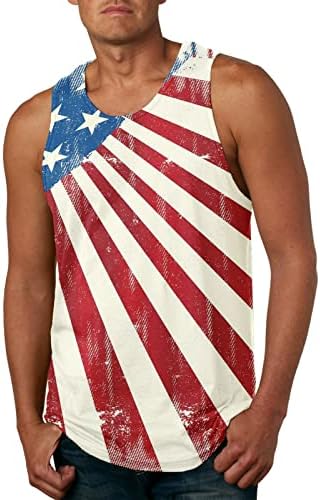 Camisetas de manga curta para homens verão novo American Independence Day Cotton 3D Imprimir tanques masculinos casuais masculinos