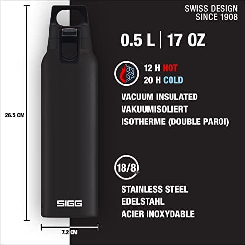 Sigg - garrafa de água isolada preto e cinza - Thermo Flask Hot & Cold One com infusor de chá - à prova de vazamentos.