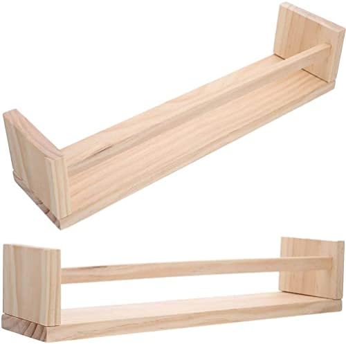 Doitool 2pcs prateleiras flutuantes madeira - prateleiras de 16 polegadas para decoração de parede - prateleiras de prateleira